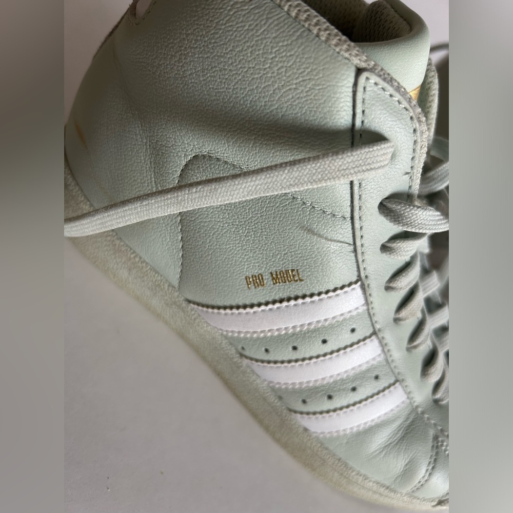 Adidas Originals Pro Model Shell Toe Mint/White/Gold Sneaker Men’s 5 1/2 - Picture 9 of 11